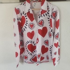 Heart Patterned Women's Blouse